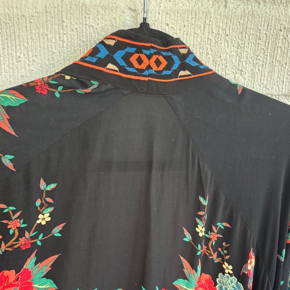 Flying Tomato Embroidered Bird Floral Kimono sz S/M - Picture 6 of 7